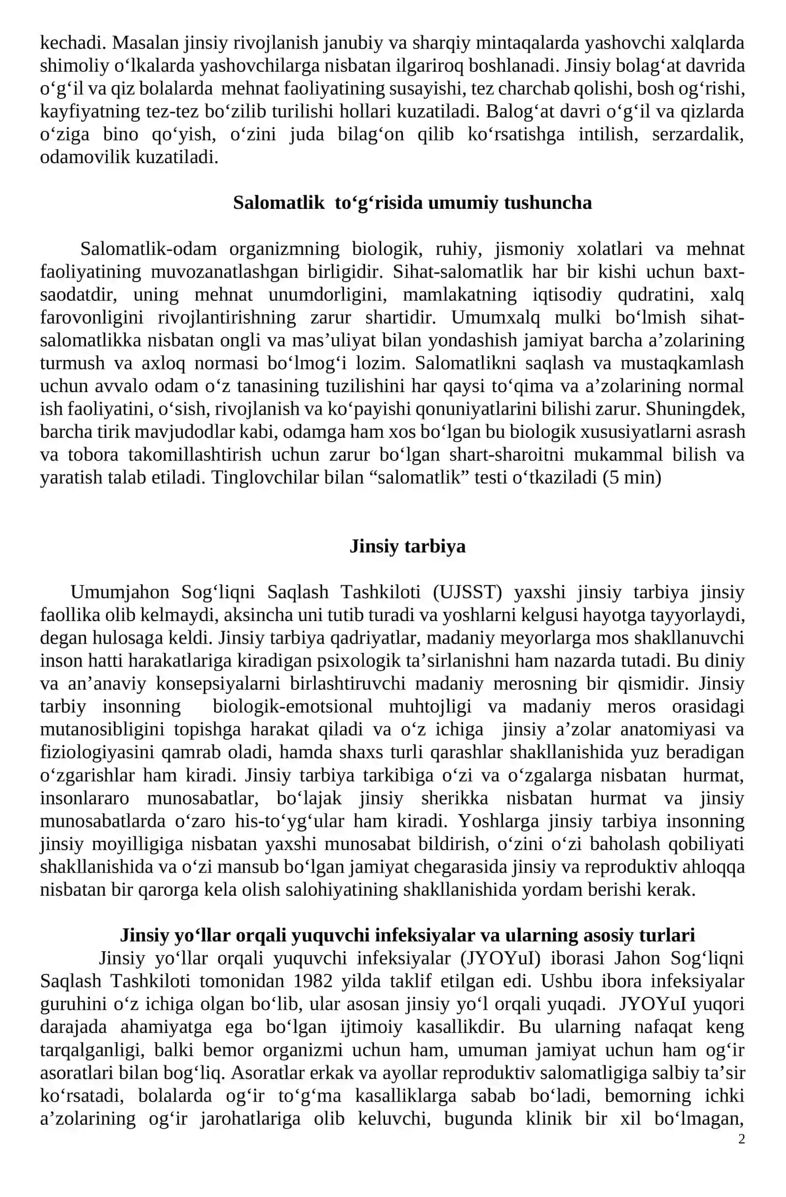 Tibbiy madaniy asoslari va reproduktiv salomatlik 2