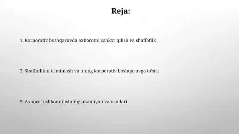Moliyaviy hisobotlarning shaffofligi 2