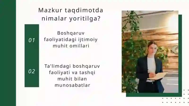 BOSHQARUV FAOLIYATIDA IJTIMOIY MUXIT OMILLARI 2