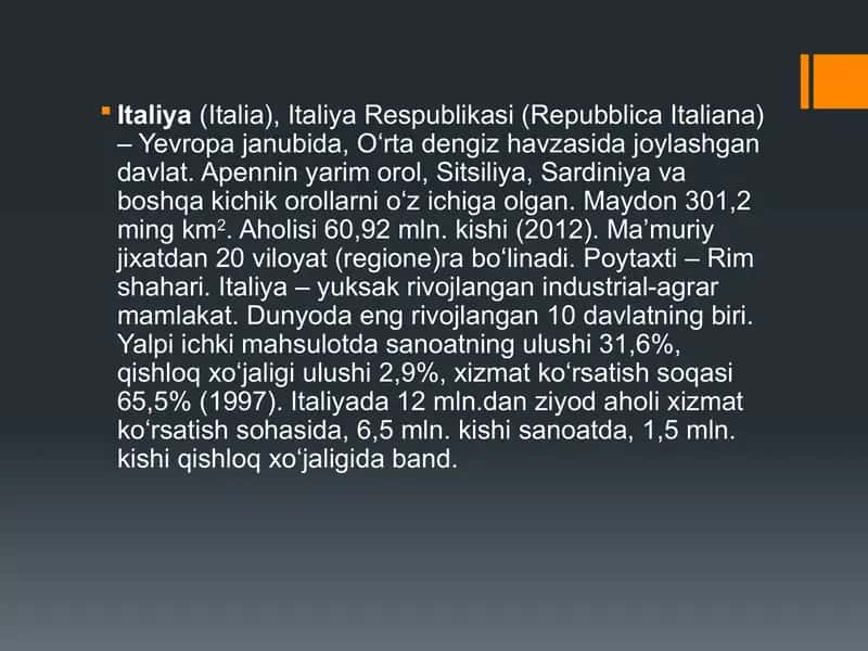 Italya iqtisodiyoti (mustaqil ish) 2