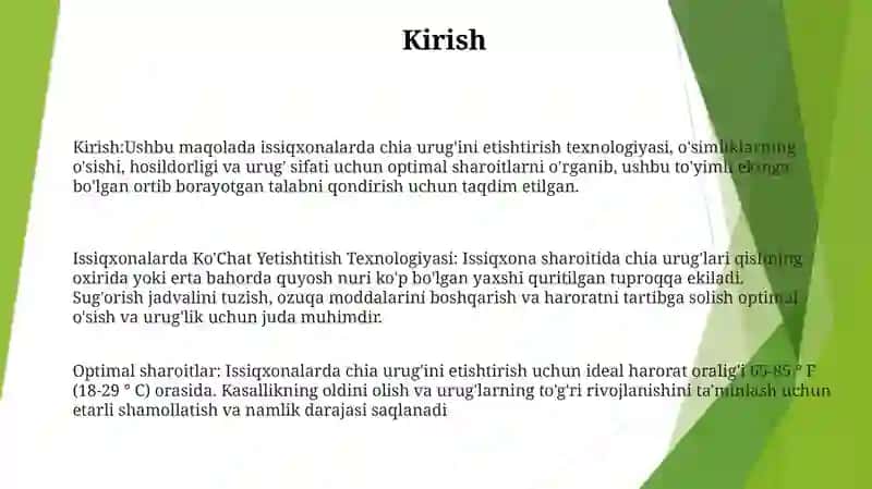Issiqxonalarda Ko'Chat Yetishtitish Texnologiyasi 2