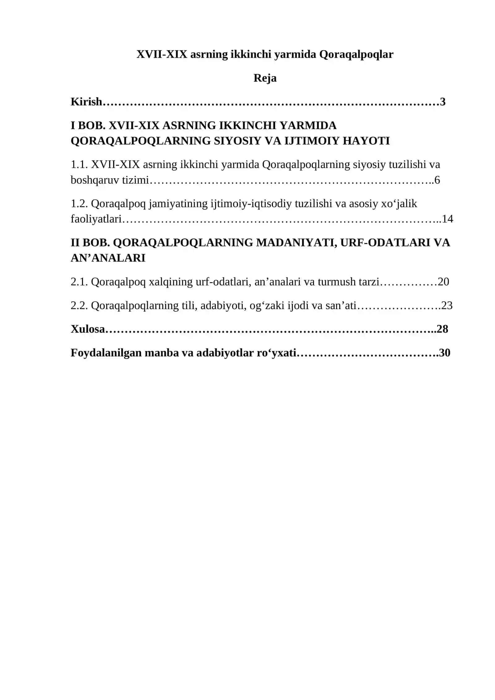 XVII-XIX asrning ikkinchi yarmida Qoraqalpoqlar 2