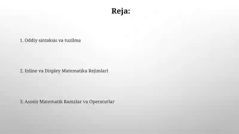 LaTex dasturida matematik formulalari bilan ishlash 2