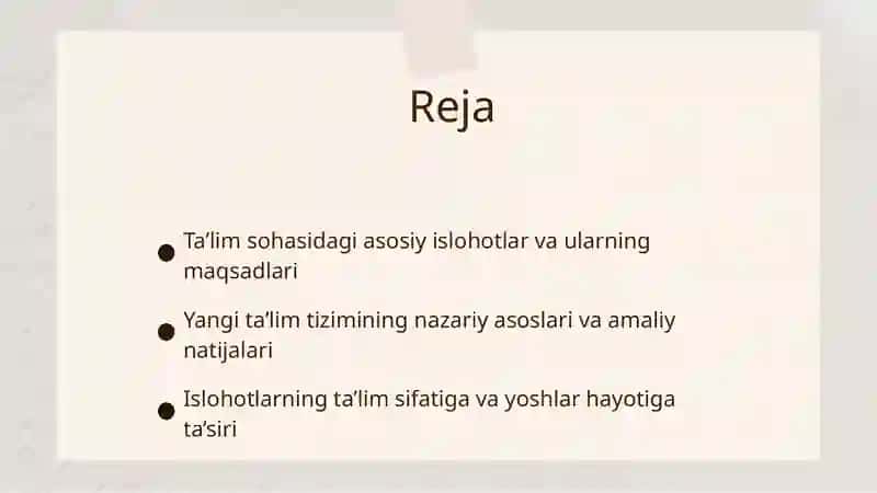 Oʻzbekiston Respublikasida ta’lim sohasida amalga oshirilgan islohotlar 2