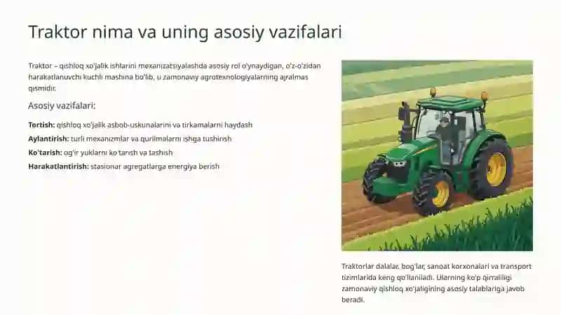G'ildirakli va Zanjirli Traktorlarning Umumiy Tuzilishi 2