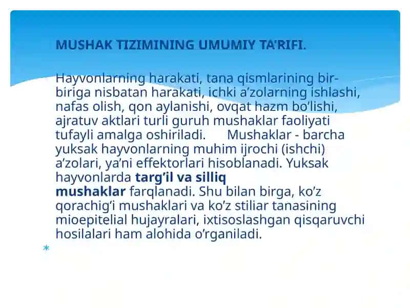 Mushak qisqarish mexanizmining morfologik asoslari 2