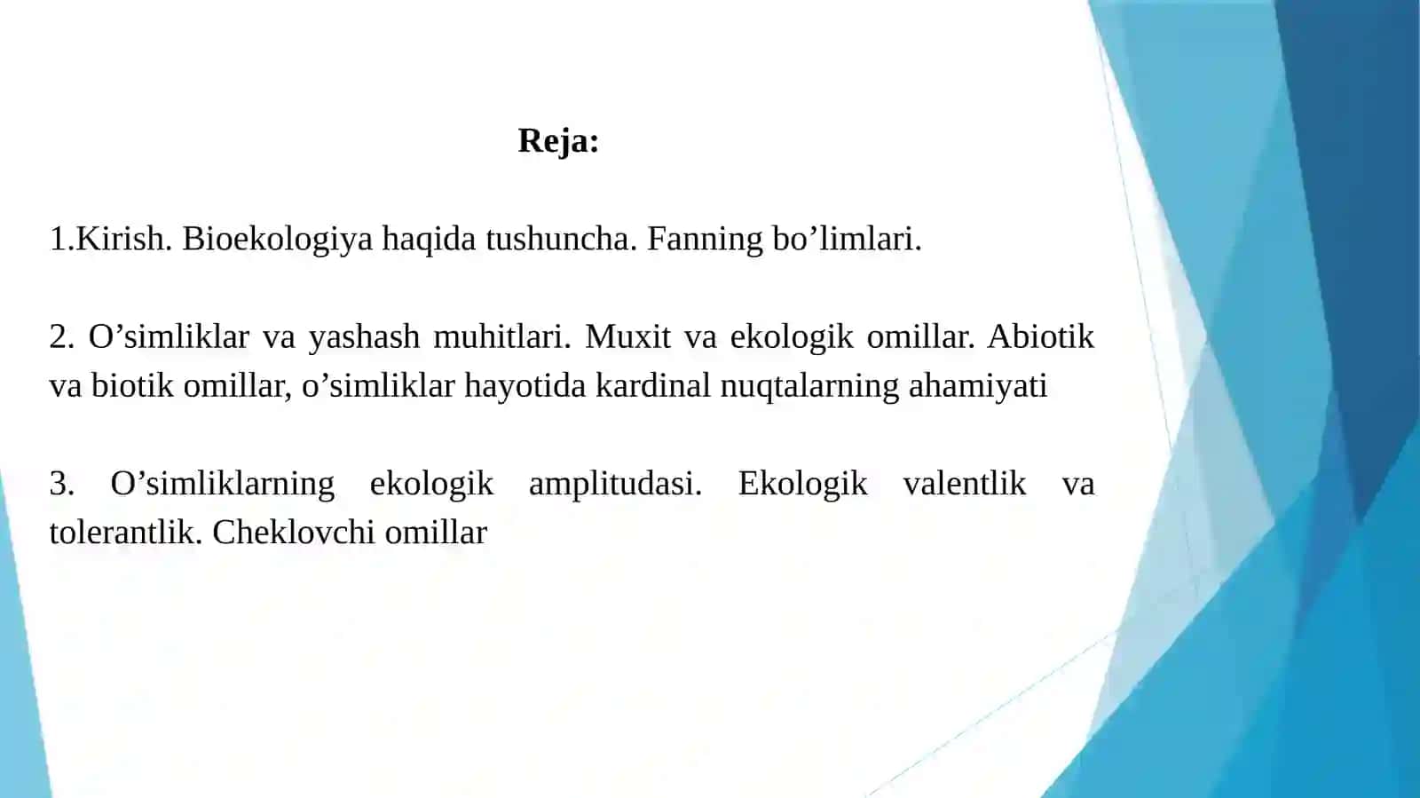 O'Simliklar Ekologik Fiziologiyasi 2