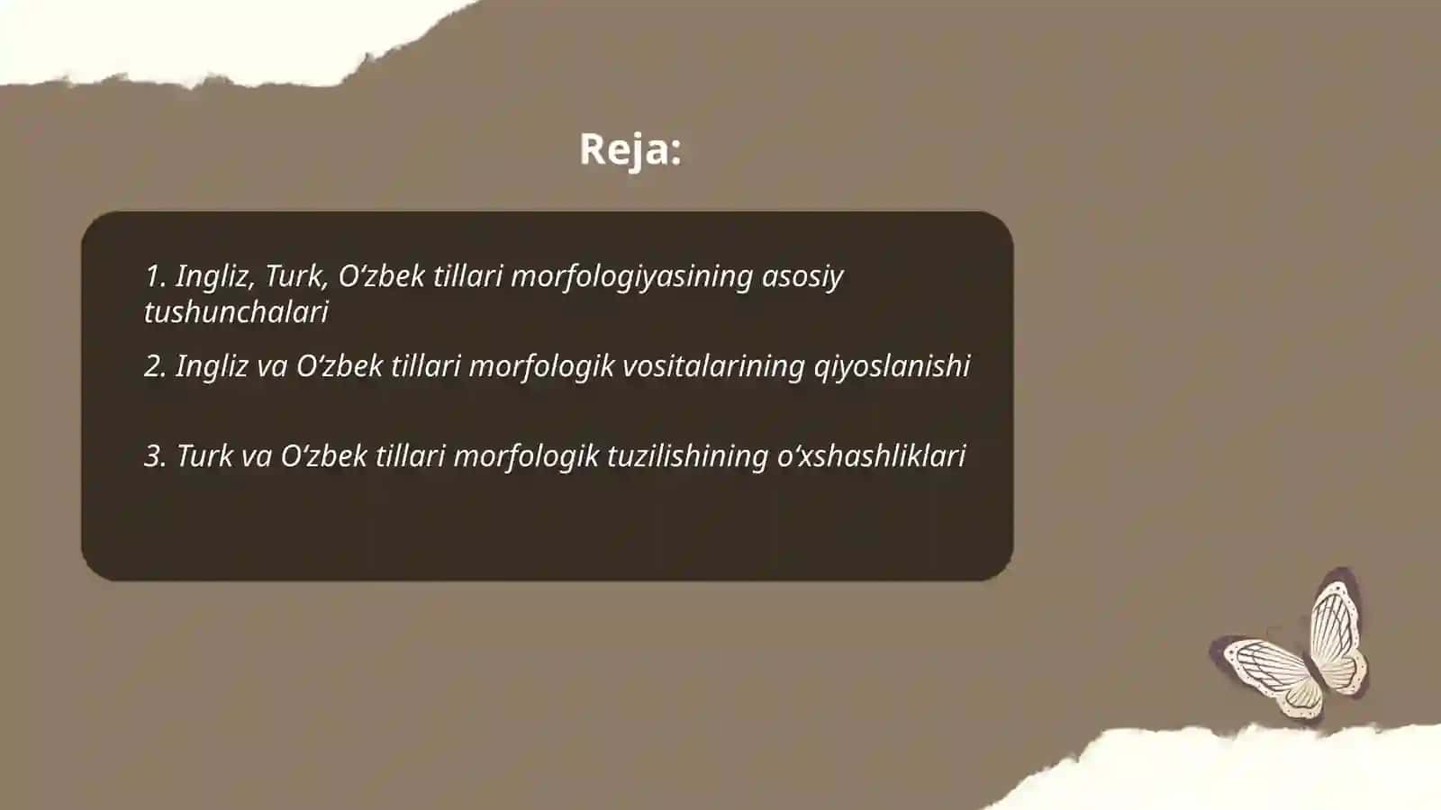 Ingliz, Turk, o’zbek tilini 4 ta sath bo’yicha qiyoslash 2