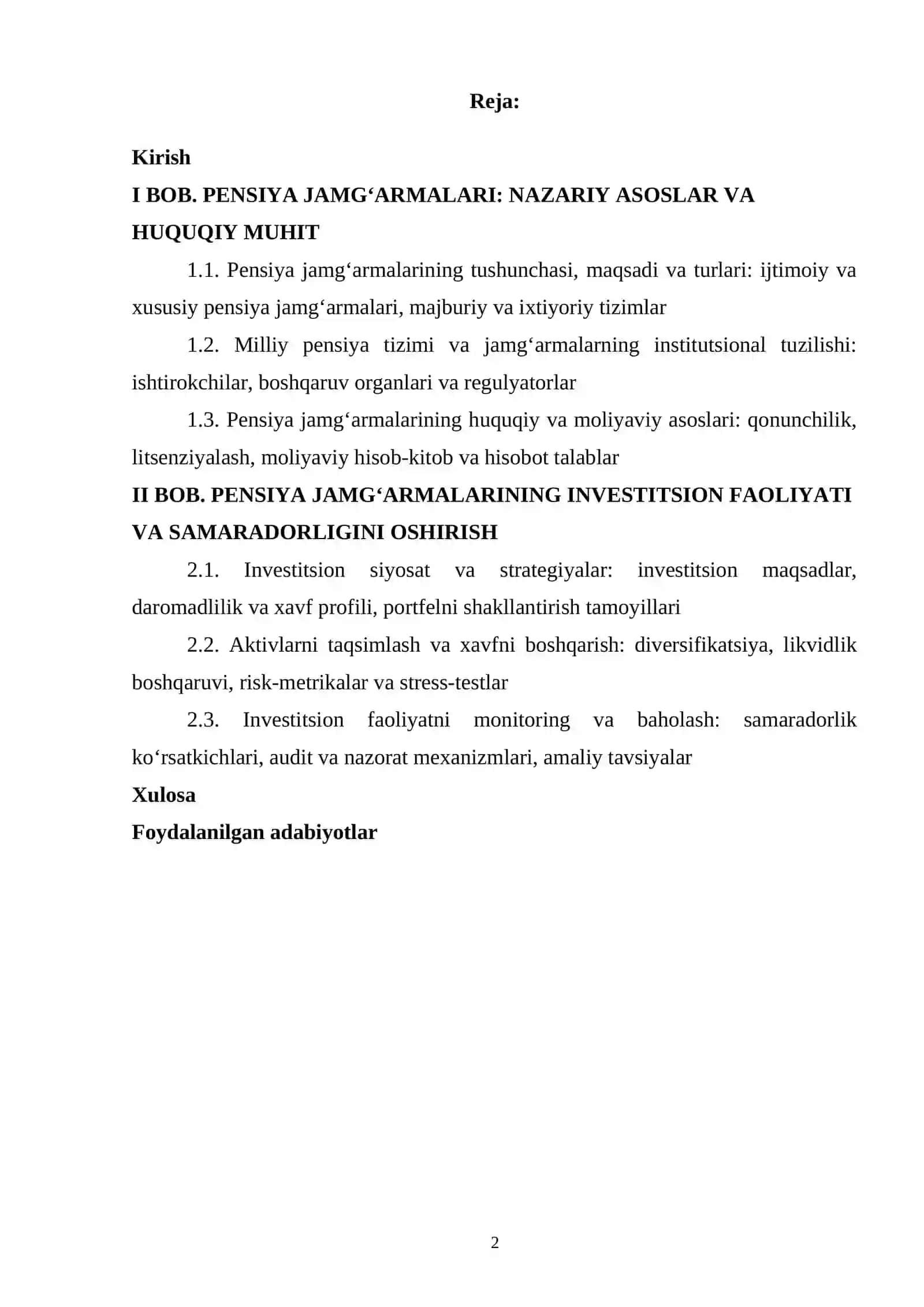 PENSIYA JAMGʻARMALARI VA ULARNING INVESTITSION FAOLIYATI 2