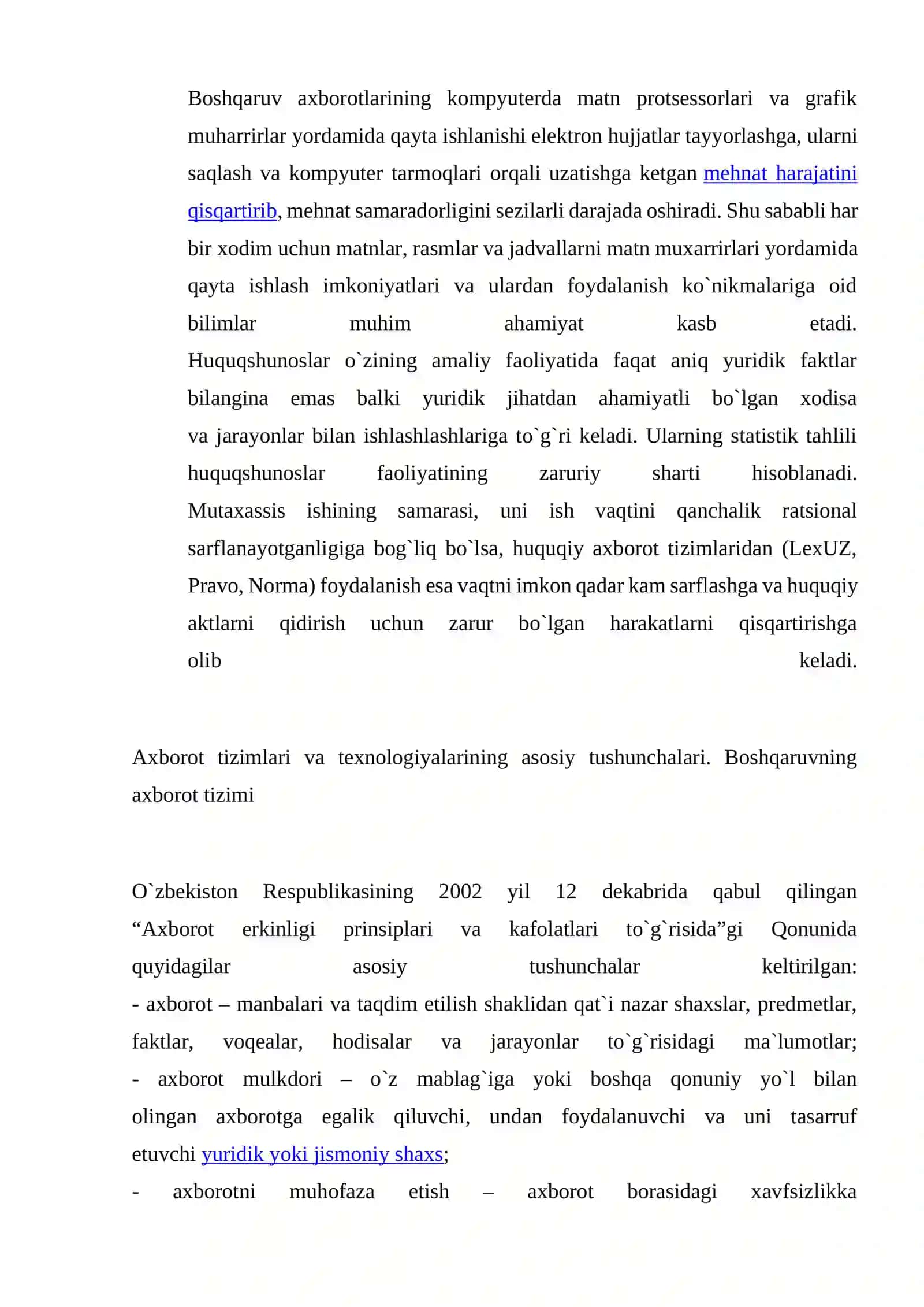 Axborotni saqlash, ishlov berish va himoyalashning zamonaviy texnologiyalari 2