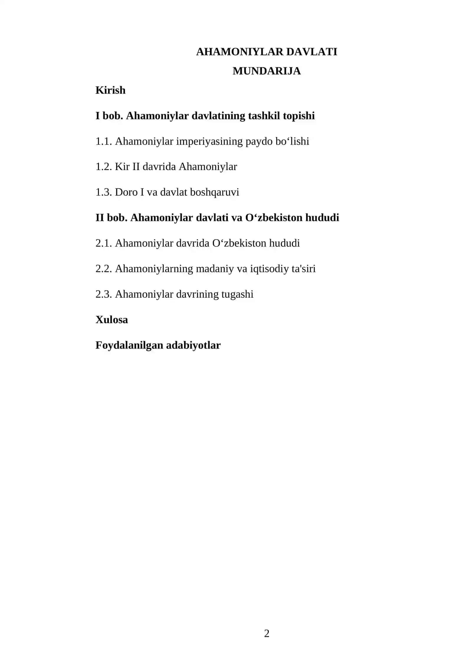 AHAMONIYLAR DAVLATI - KURS ISHI 2