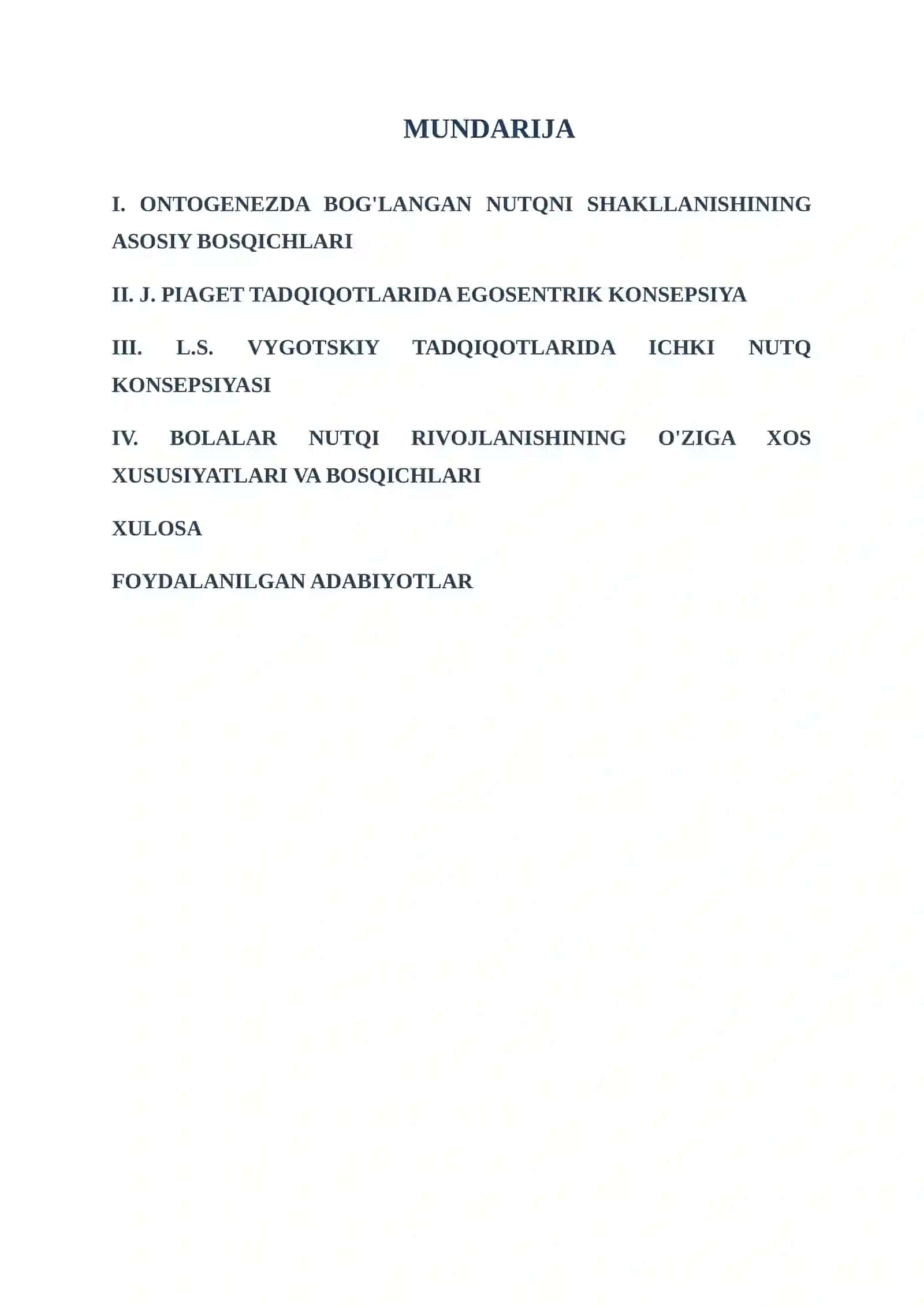 Ontogenezda bog‘langan nutqni shakllanishining asosiy bosqichlari. J. Piaget tadqiqotlarida egosentrik konseptiyasi 2