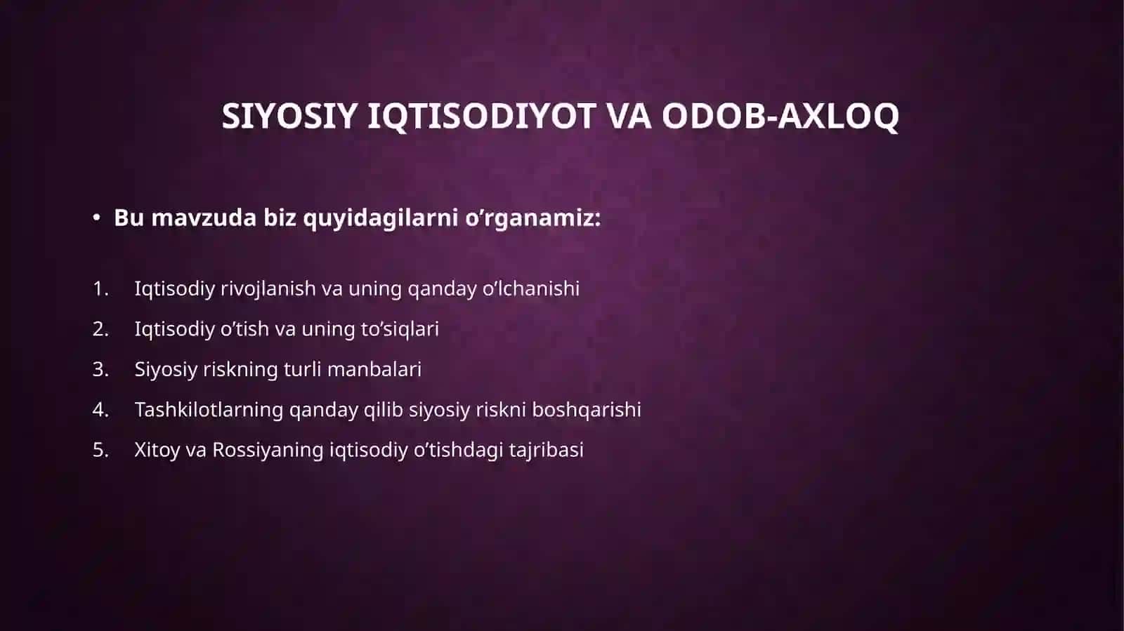Mamlakatlarning iqtisodiy rivojlanishi 2