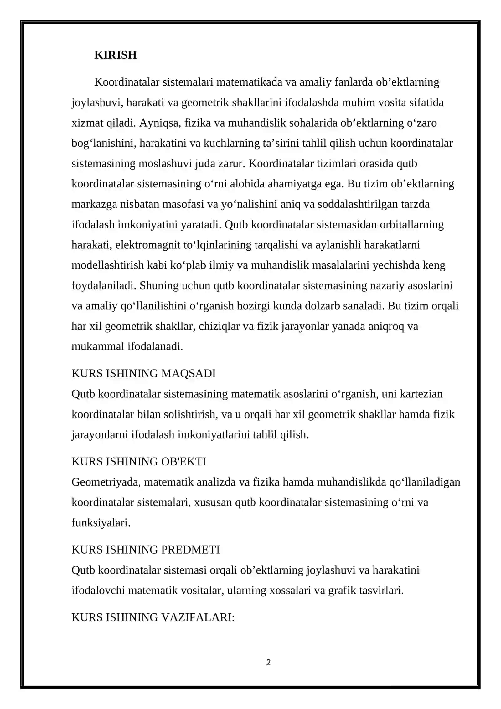 QUTB KOORDINATALAR SISTEMASIDA BERILGAN CHIZIQLARNI CHIZISH. 2