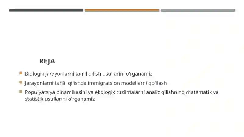 Immigratsion modellari yordamida biologik jarayonlarni tekshirish 2