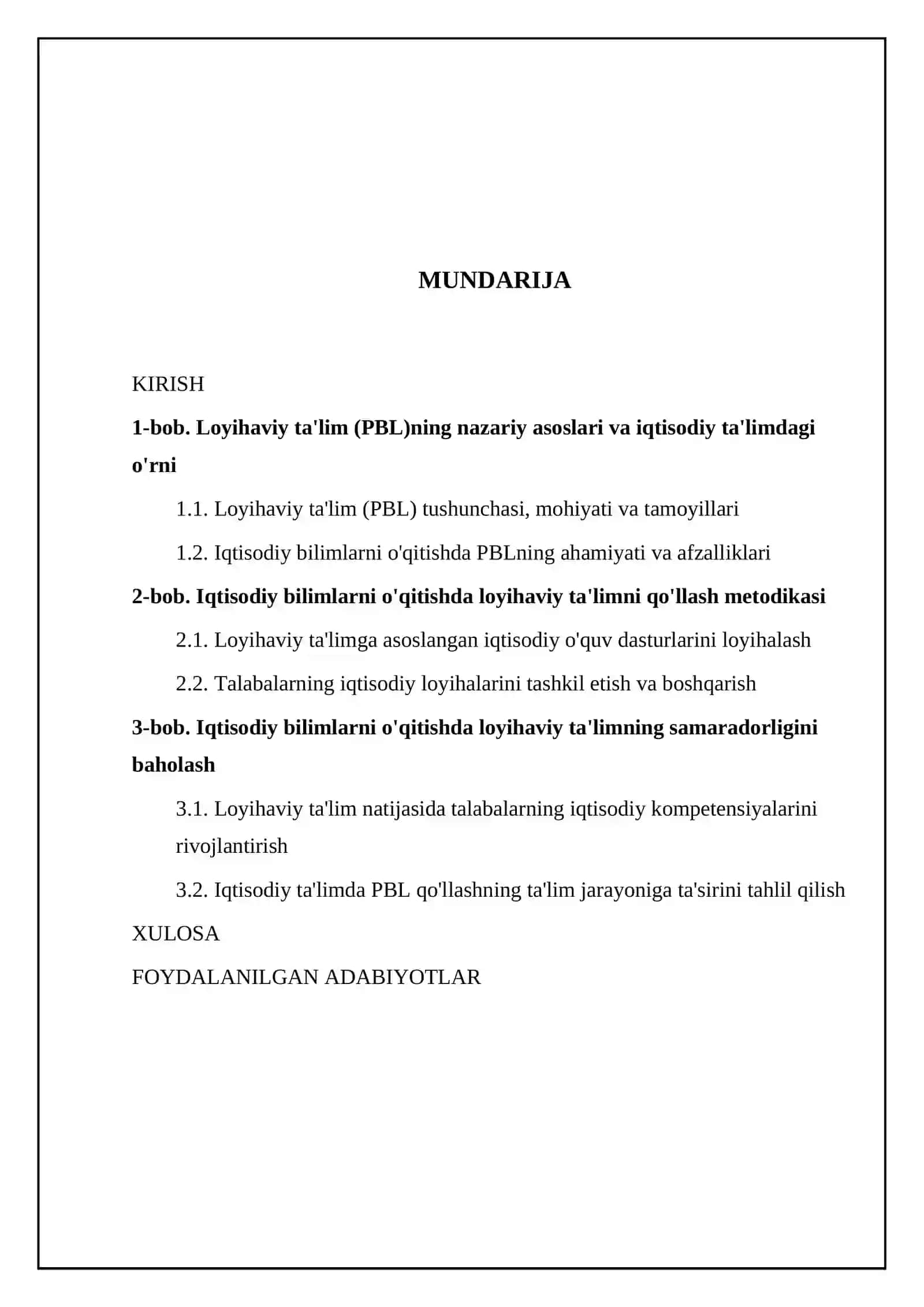 Loyihaviy ta’lim (Project-based learning) asosida iqtisodiy bilimlarni o‘qitish 2