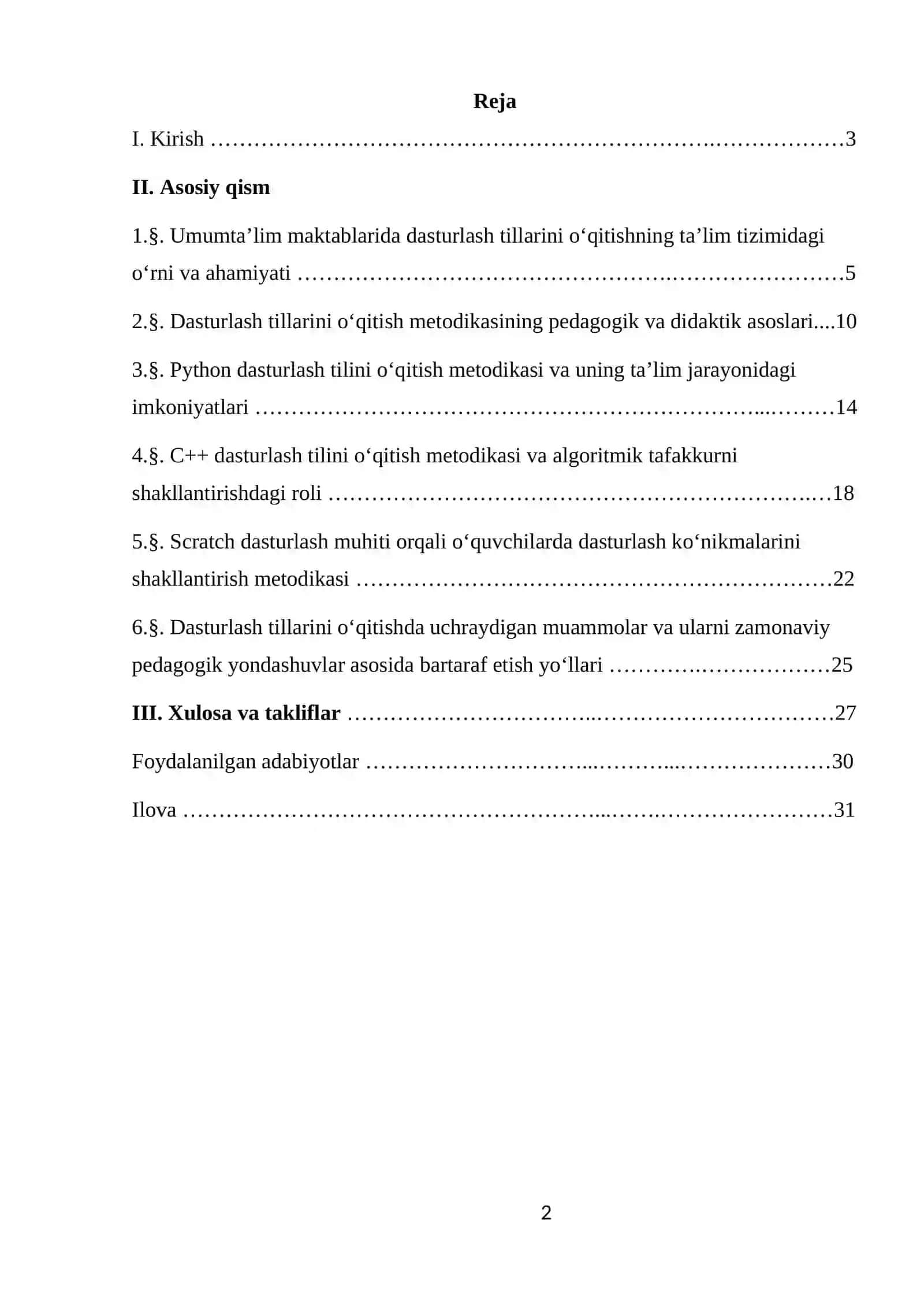 Dasturlash tillarini o‘rganish metodikasi (Python, C++, Scratch) 2