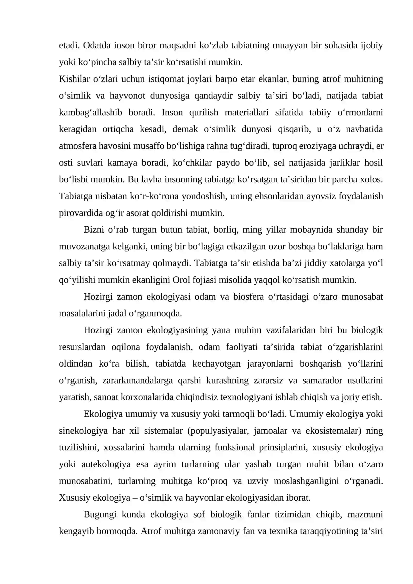 EKOLOGIYA FANINI PREDMETI VA VAZIFALARI 2