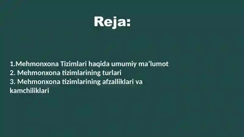 Mehmonxona Tizimlari 2