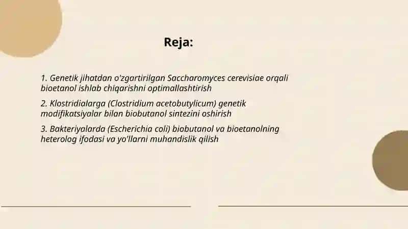 Genetik modifikatsiyalangan mikroblar yordamida bioyoqilg‘i sintezi 2