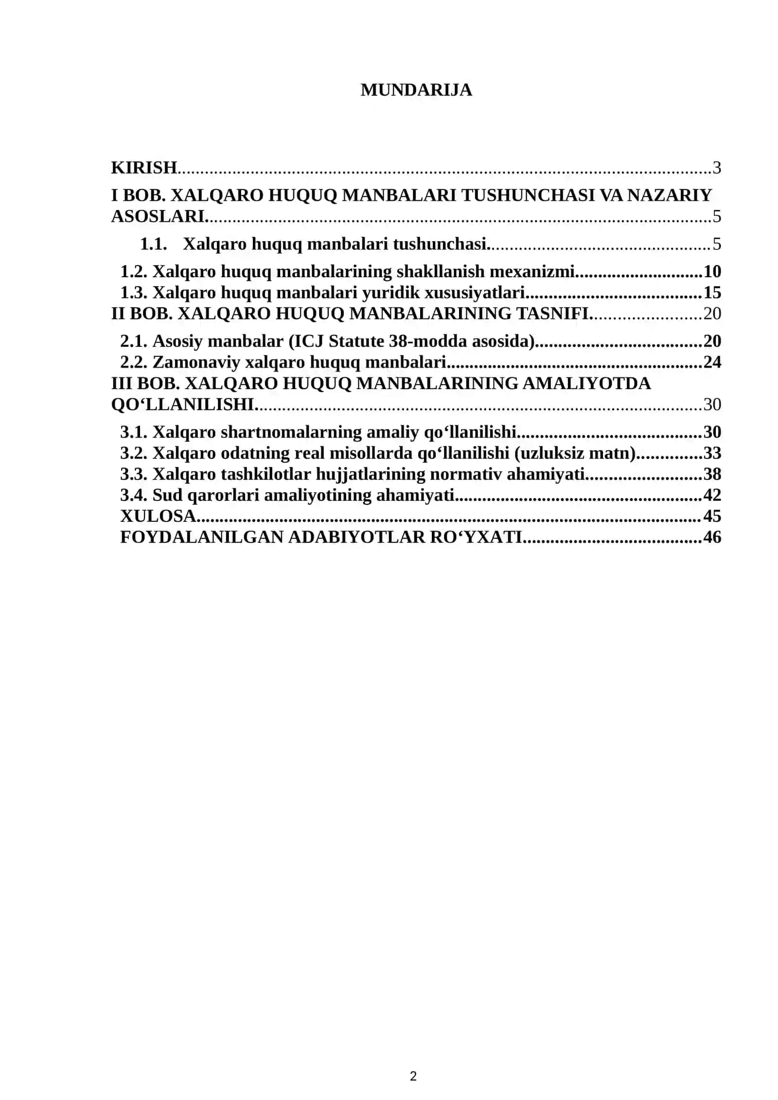 Xalqaro huquq manbalari tushunchasi va tasnifi 2