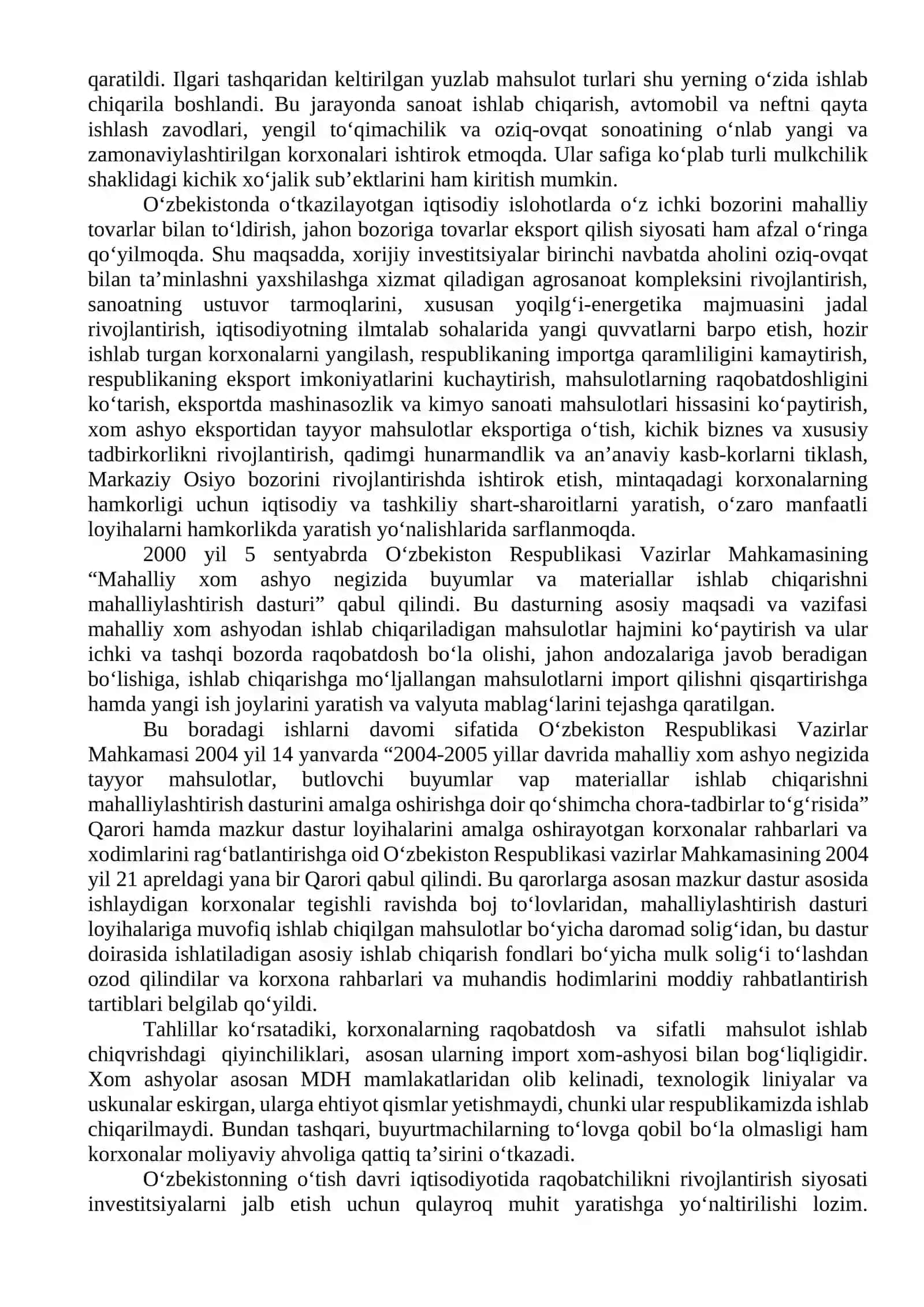 O‘zbekistonda raqobat muhitining shakllanib borishi 2