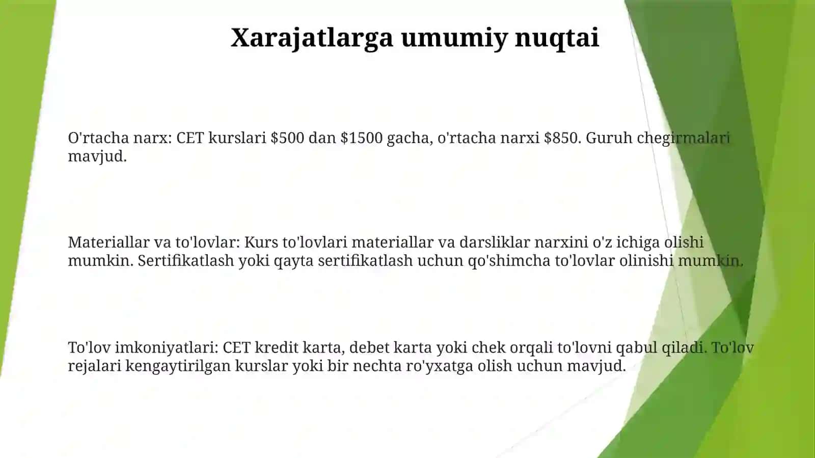 Chet Elda Pullik TaʼLim Xizmatlari 2