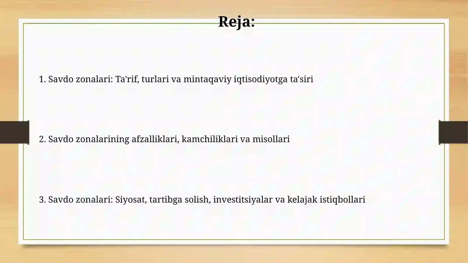 Savdo zonalari va ularning hududi iqtisodiyotdagi o'rni 2