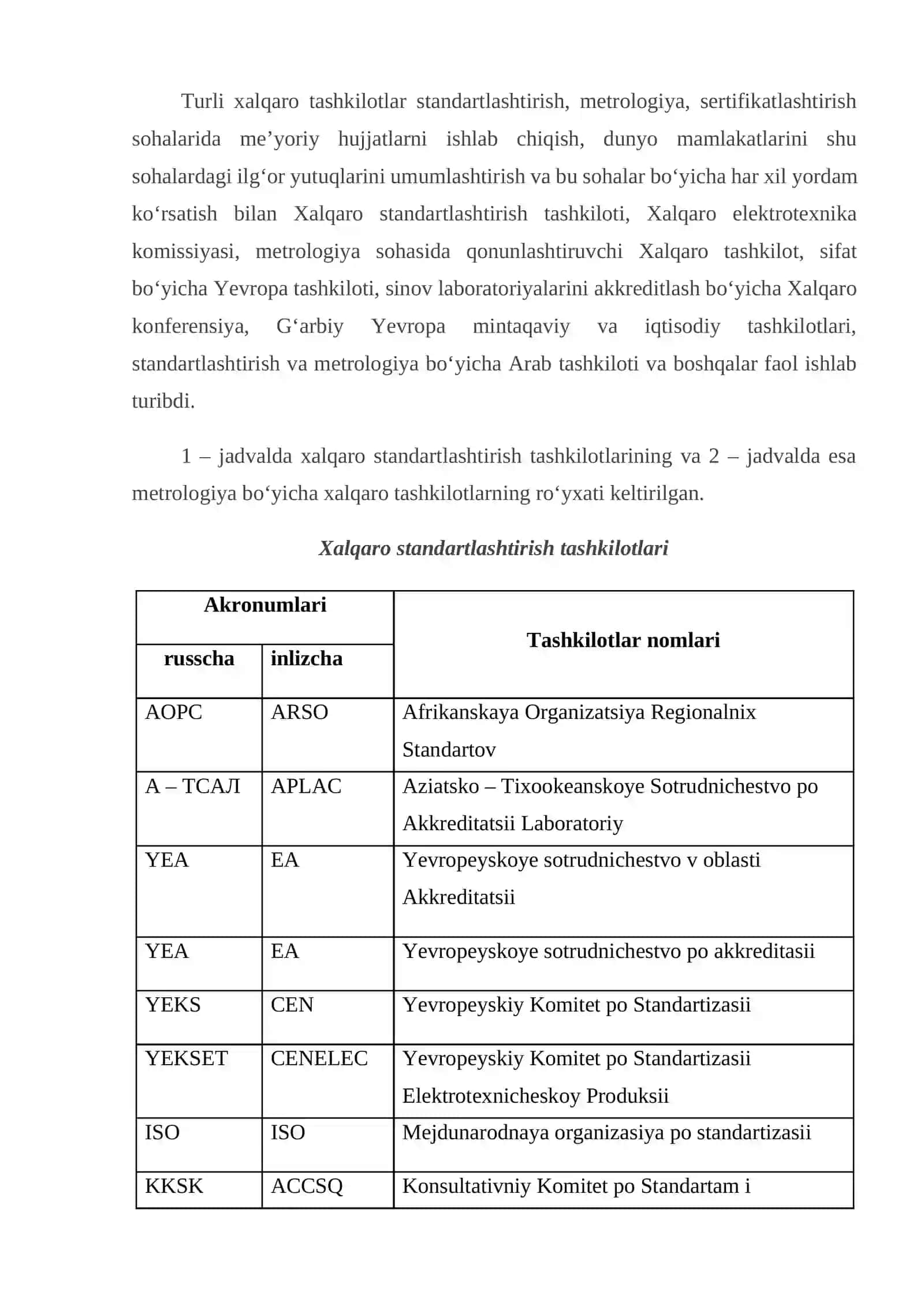 METROLOGIYA VA STANDARTLASHTIRISH FANING MAQSADI VA VAZIFALARI 2