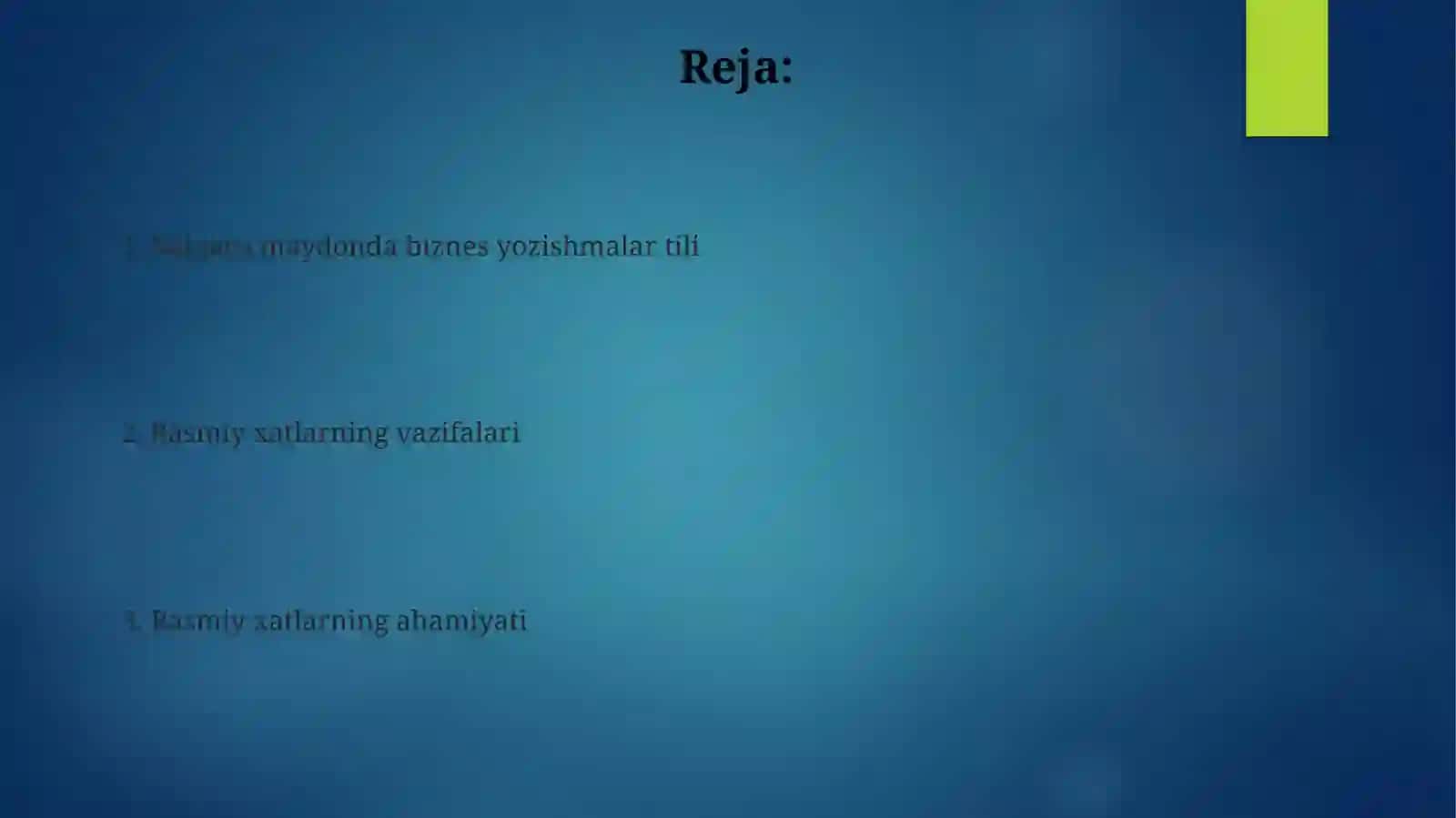 Xalqaro maydonda ish yuritish tili. Xizmat xatlarining vazifasi va ahamiyati 2