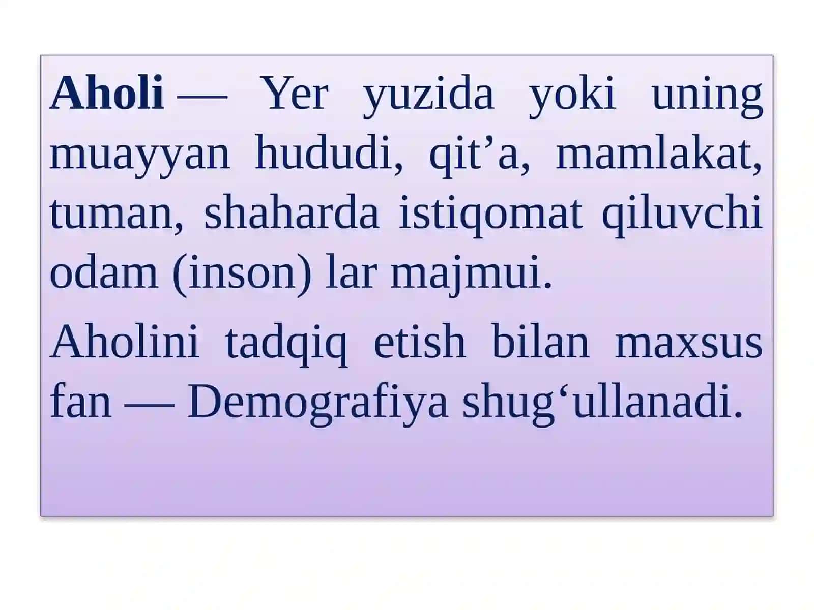 Aholi Soni va Mehnat Resurslari 2