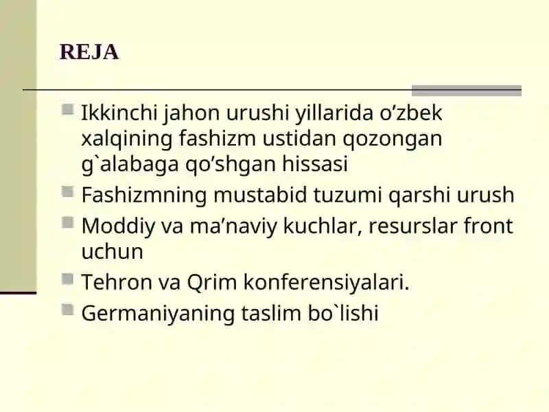 Ikkinchi jahon urushida O'zbekiston 2