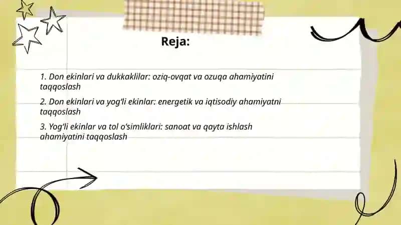 Madaniy oʻsimliklarni amaliy ahamiyatini bir biridan qiyoslash 2
