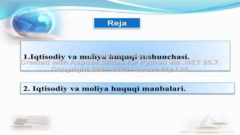Iqtisodiy va Moliya Huquqi Faniga Kirish 2