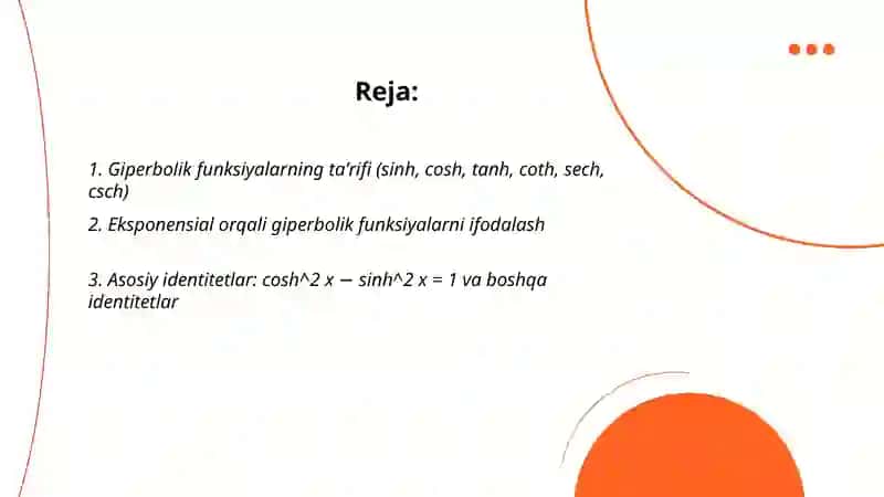 Giperbolik funksiyalar 2