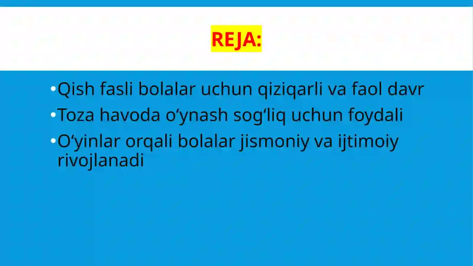 QISHKI O’YINLARNI TASHKIL QILISH 2