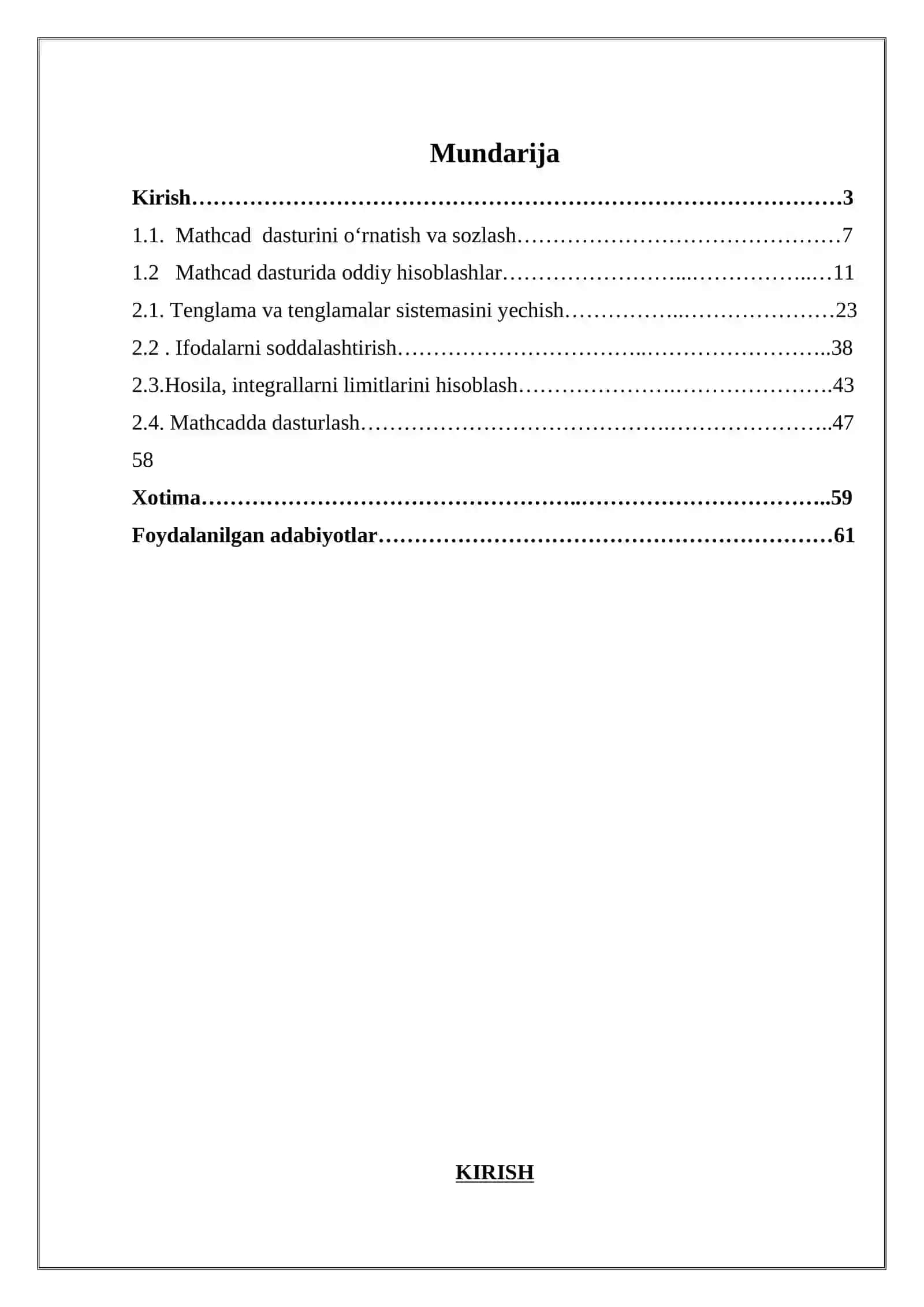 Akademik litseylarda MathCAD dasturi imkoniyatlaridan foydalanish 2