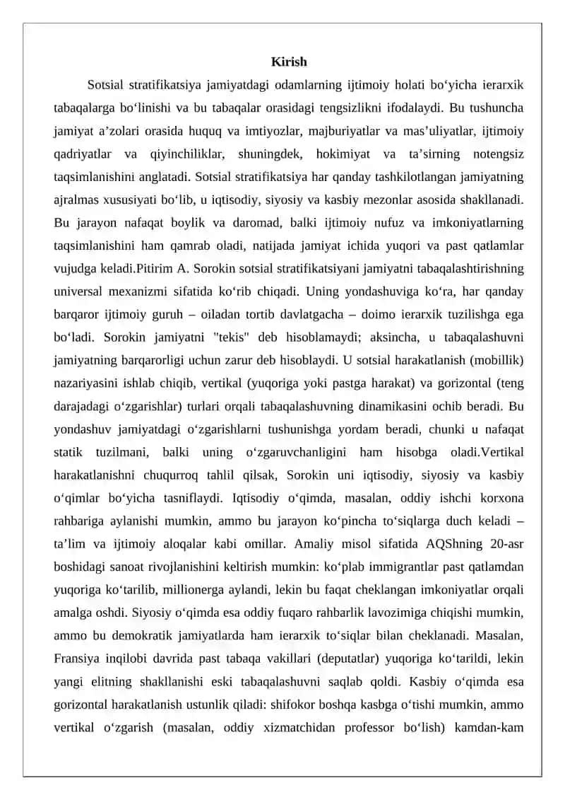 P.A. Sorokinning sotsial stratifikatsiya to‘g‘risidagi nazariyasi 2