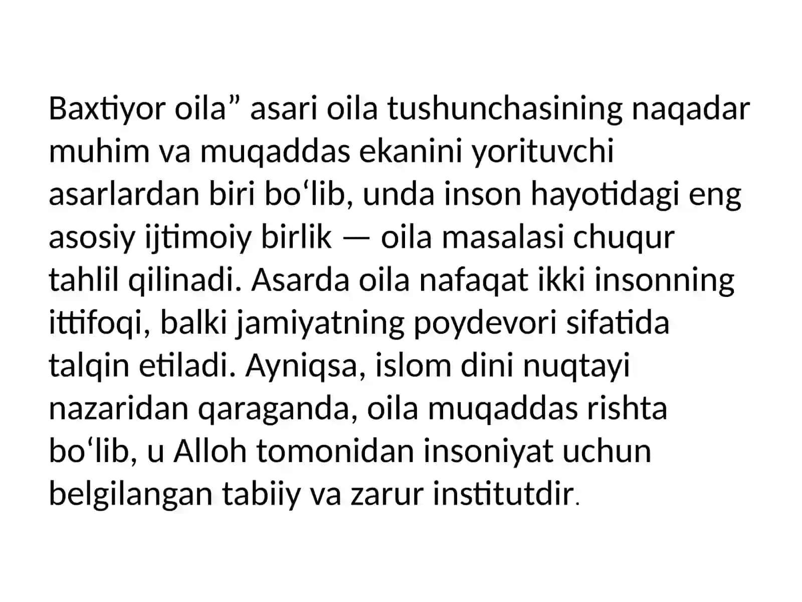 Shayx Muhammad Ssodiq Muhammad Yusufning “Baxtiyor oila” asarida islom qadriyatlarining talqini 2