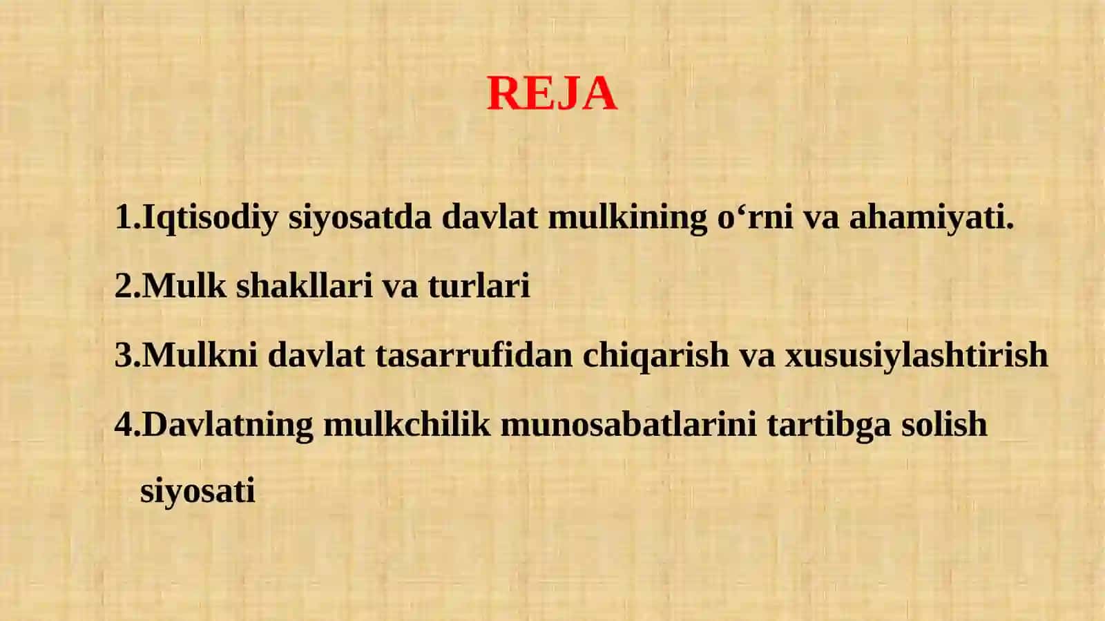 DAVLAT MULKINING O'RNIVAHAMIYATI 2