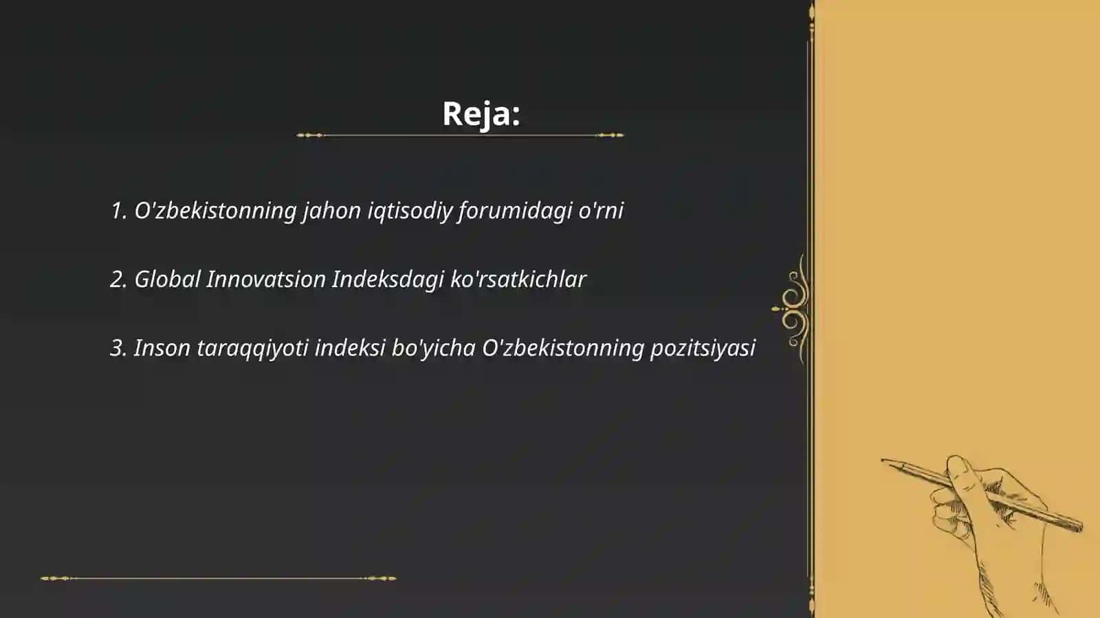 O'zbekiston Respublikasining xalqaro reyting va indekslardagi o'rni va nufuzini ortib borishi 2