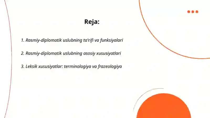 Rasmiy-diplomatik uslub va xususiyatlari 2