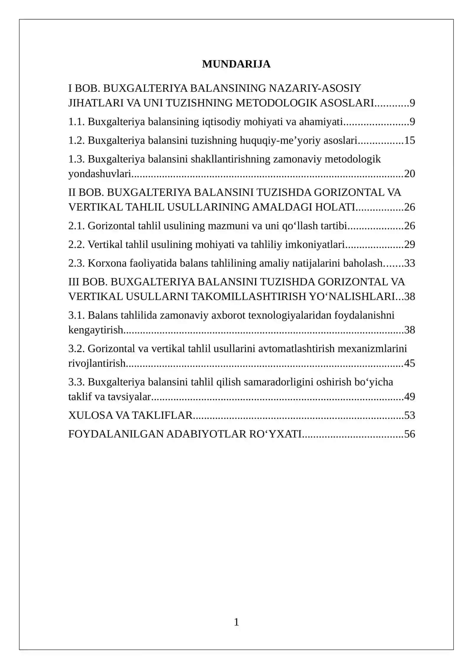 Buxgalteriya balansini tuzishdagi gorizontal va vertikal usullаrini takomillashtirish.BITIRUV MALAKA 2