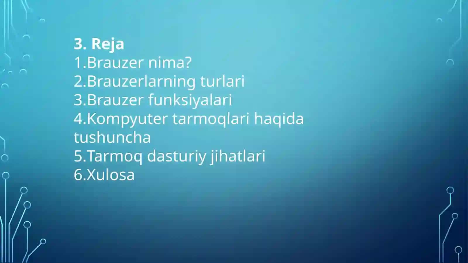 Brauzerdan foydalanish. Kompyuter tarmoqlari dasturiy jihati 2