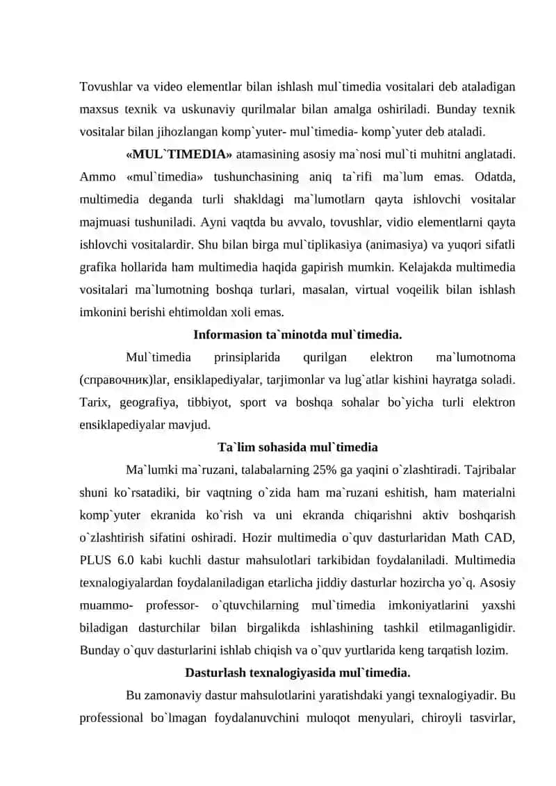 Ta`lim sohasida mul`timedia 2
