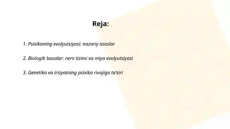 Pisixikaning evalutsiyasi va vujudga kelishi 2