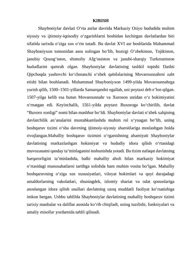 Shayboniylar sulolasida mahalliy boshqaruv 2