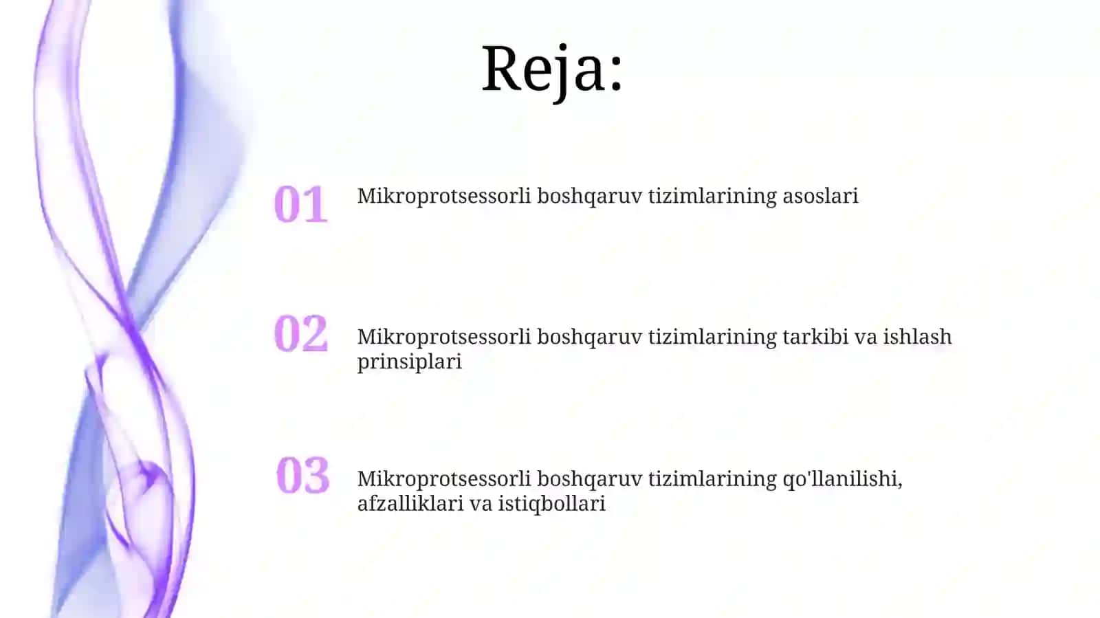 Mikroprotsessorli boshqaruv tizimlarining asoslari 2