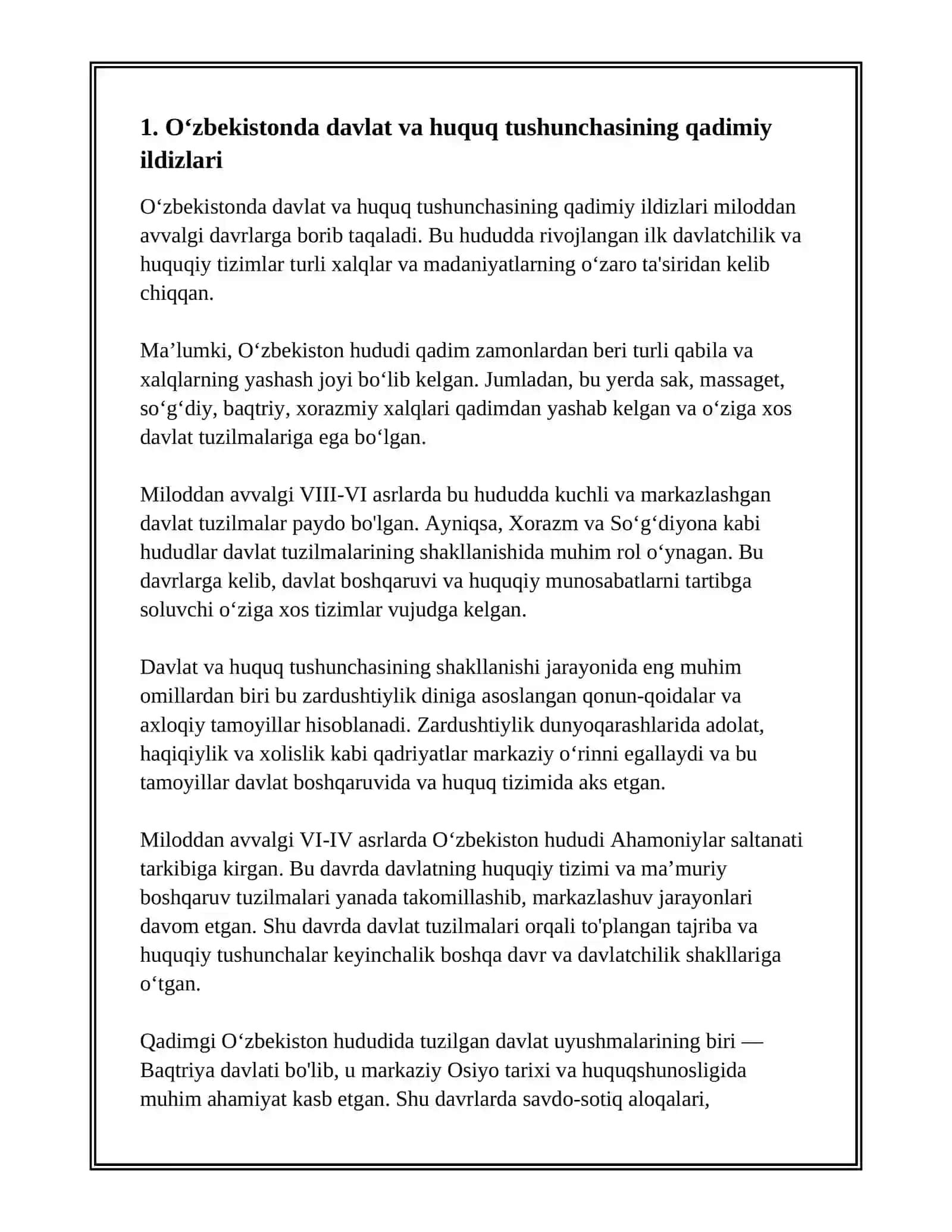 O‘zbekistonda davlat va huquqning paydo bo‘lishi 2