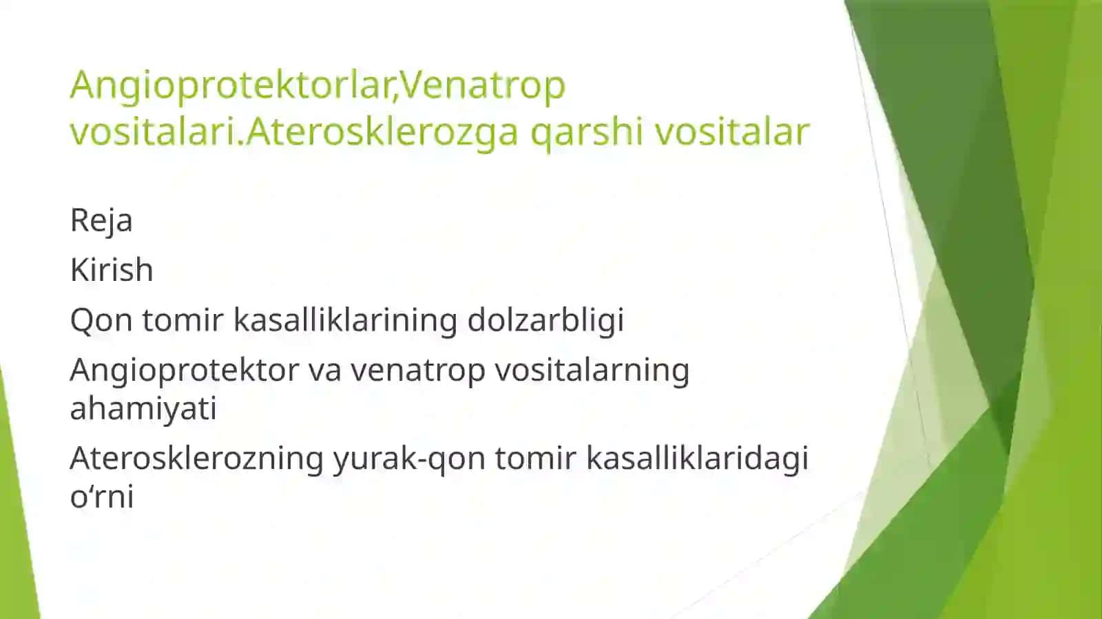 Farmakologiya fanidan tayyorlagan mustaqil ishi 2